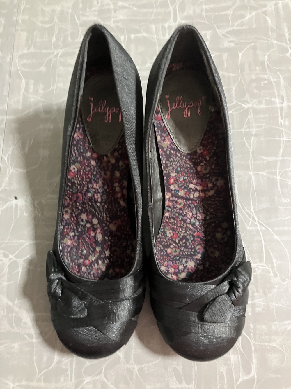 Jellypop Women's Black Ballet Flats with Knot Detail